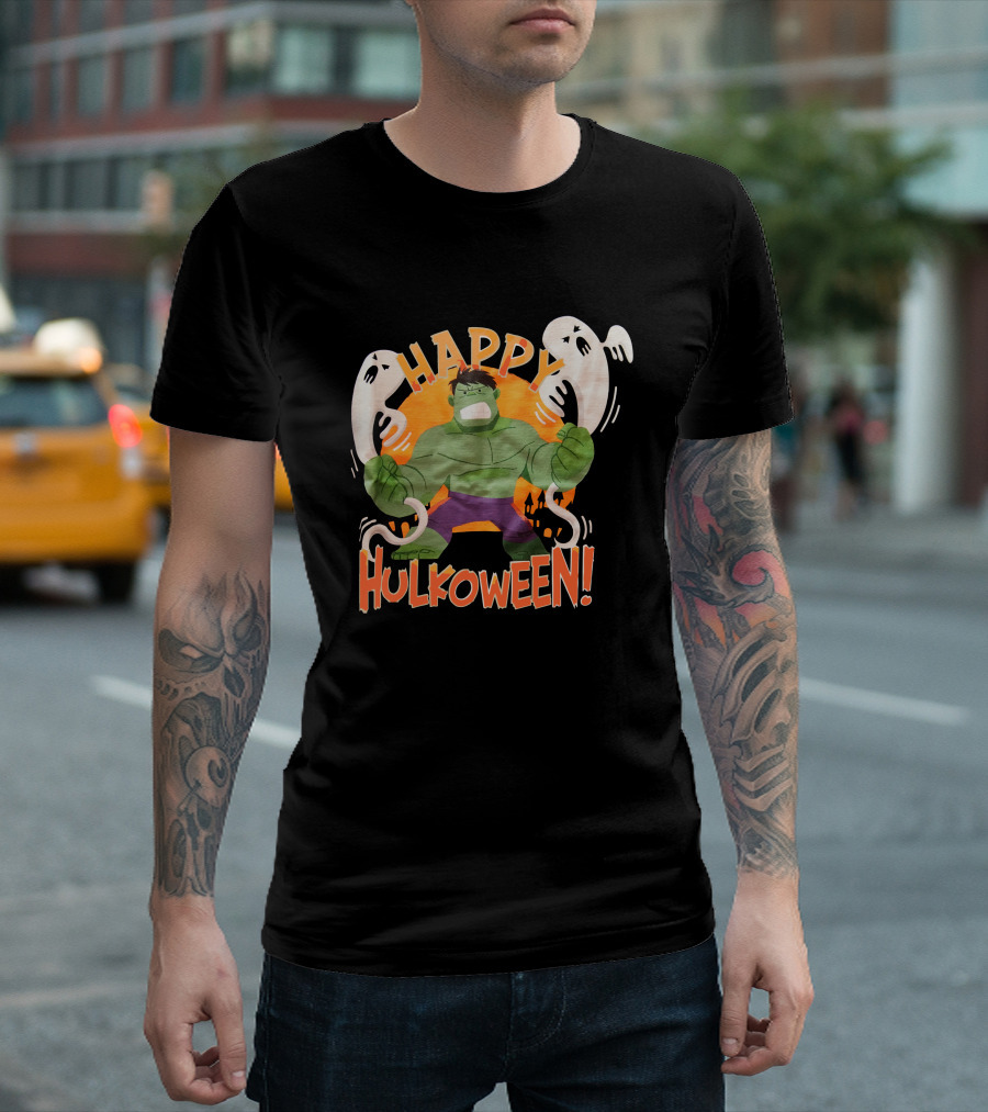 Happy Hulkoween Incredible Hulk Halloween Ghosts and Pumpkins T-Shirt