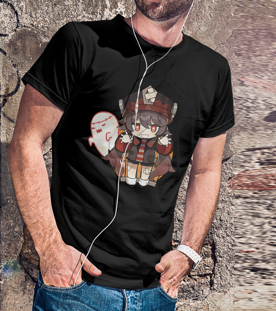 Happy Halloween Genshin Impact Hutao Cute Ghost Character T-Shirt