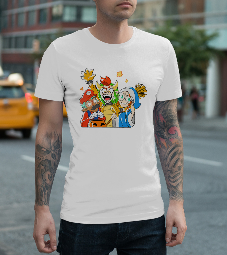 Bowser Mario and Princess Peach Celebrate Happy Halloween T-Shirt