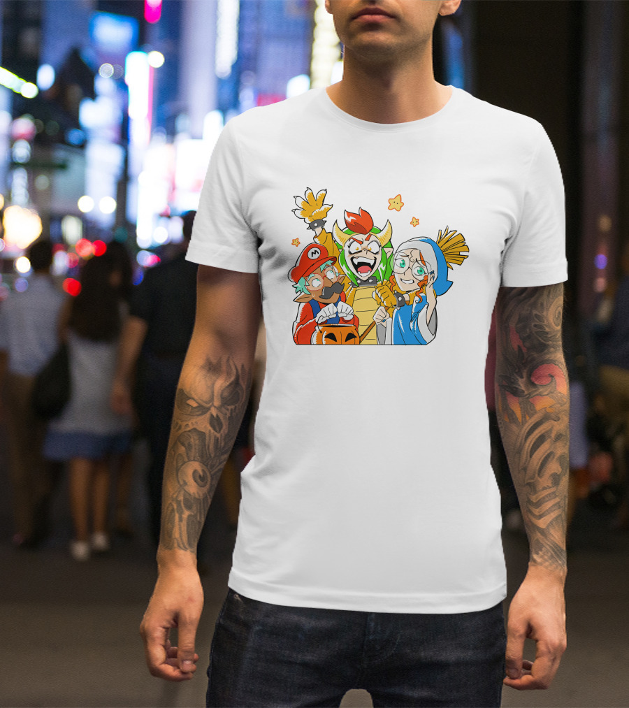 Bowser Mario And Princess Peach Celebrate Happy Halloween T-Shirt