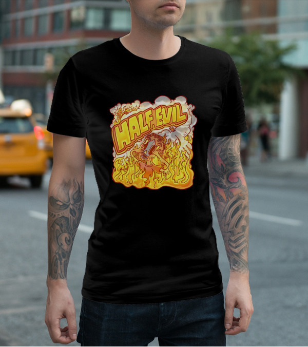Half Evil 333 Flaming Fire Pit Creature T-Shirt