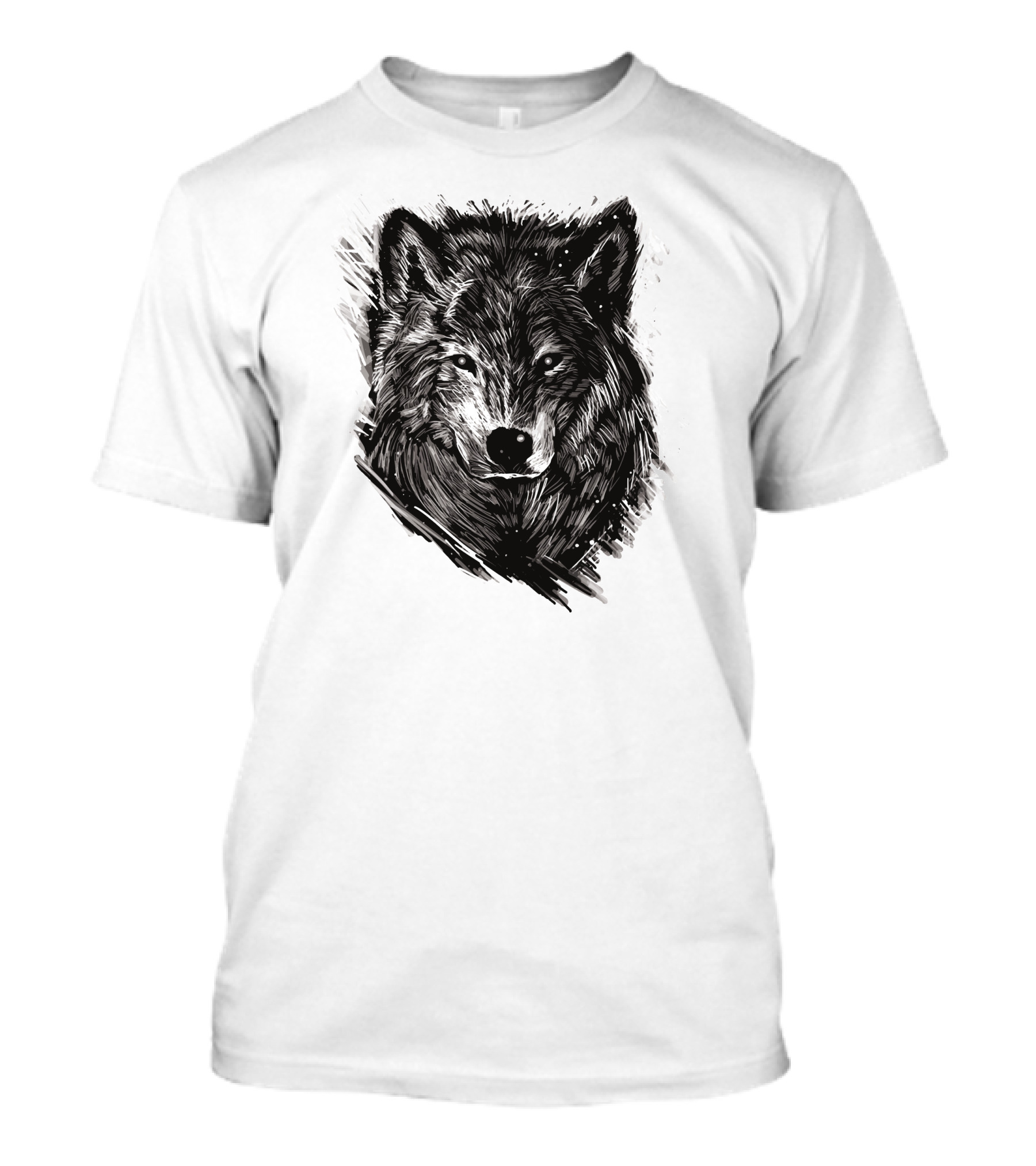 Wolf Sketch Black And White Drawing T-Shirt