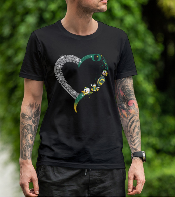 OD Heart Oregon Ducks Sparkling Heart Puddles Football T-Shirt