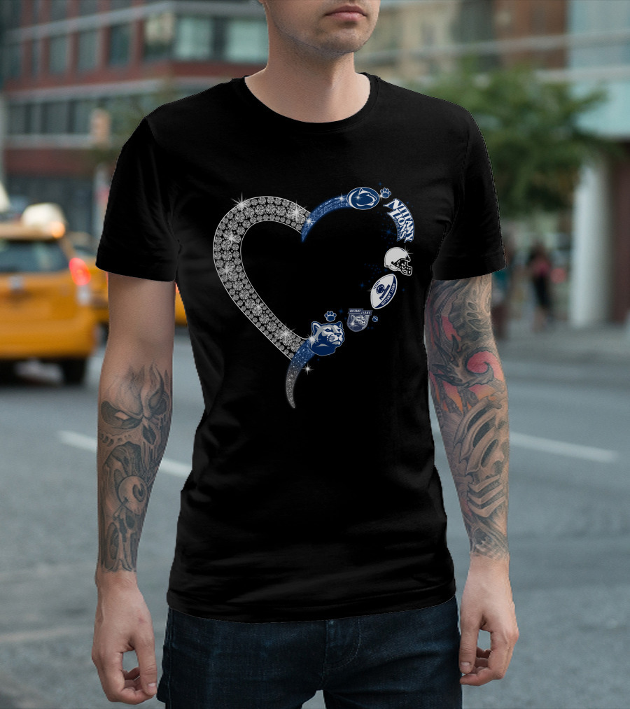 Penn State Nittany Lions Heart Logo Crystal T-Shirt