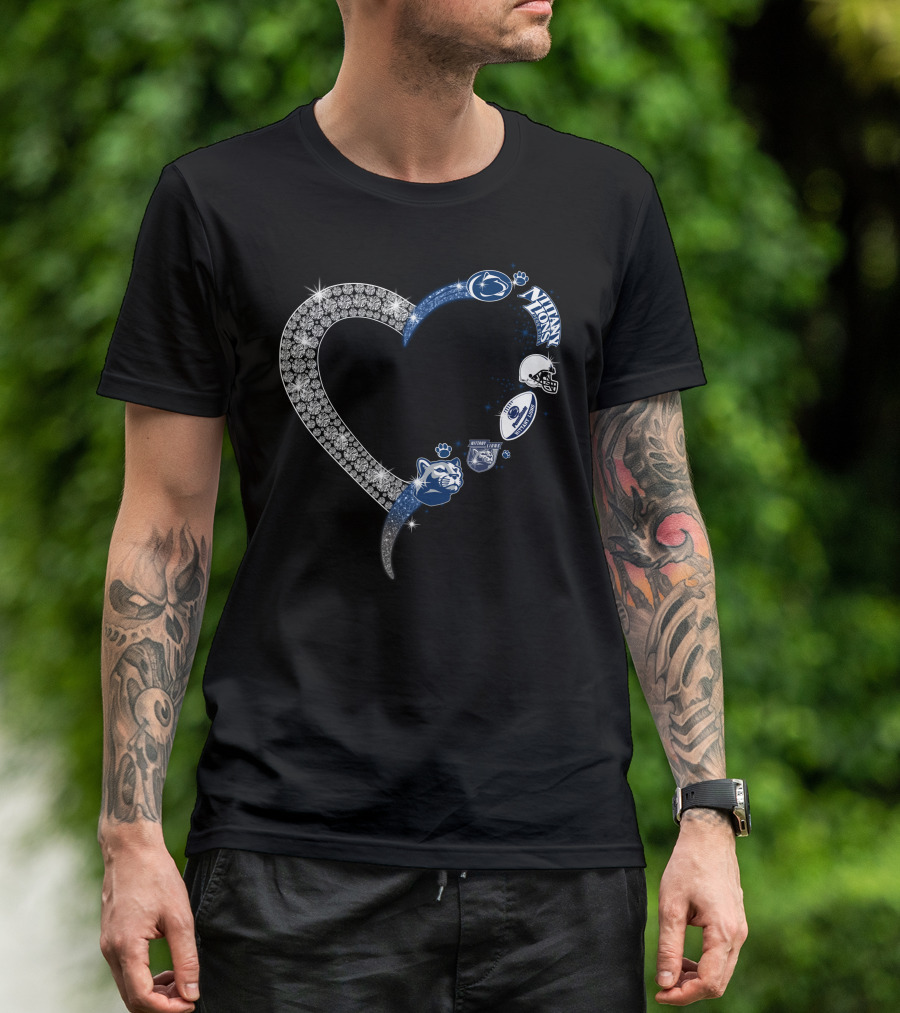 Penn State Nittany Lions Heart Logo Crystal T-Shirt