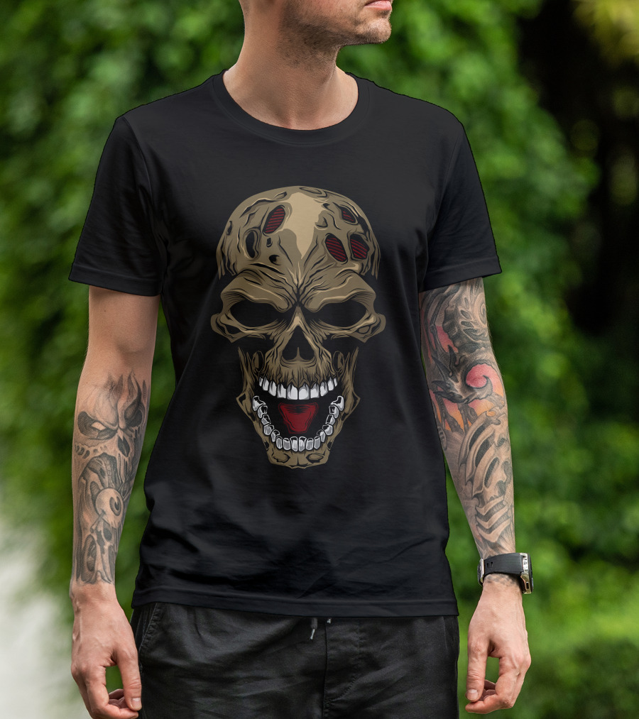 Skull Zombie Mask Halloween T-Shirt