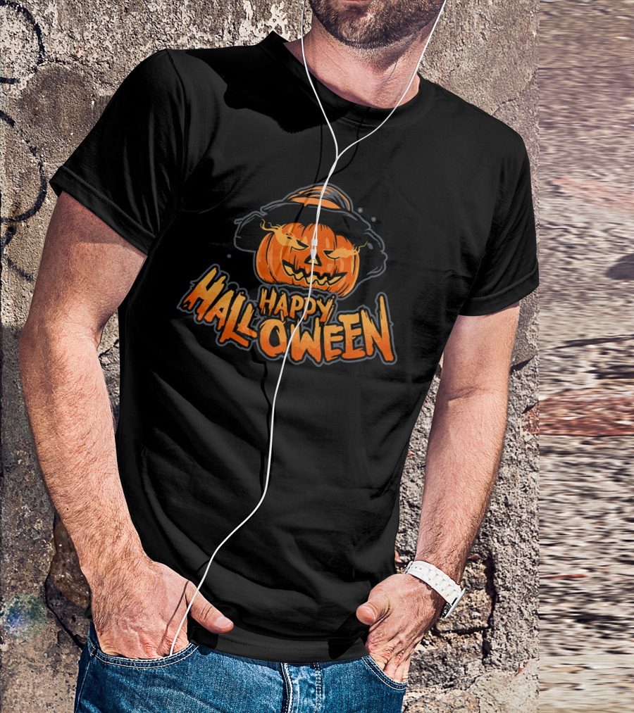 Happy Halloween Pumpkin On Fire T-Shirt