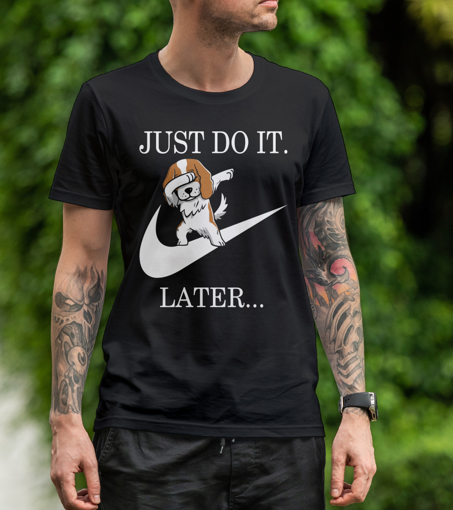Just Do It Later Dabbing Cavalier King Charles Spaniel Swoosh T-Shirt