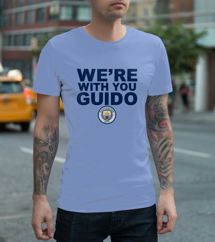 Manchester City We're With You Guido Support Belgian Fan Pep Guardiola Simon Bajkowski T-Shirt
