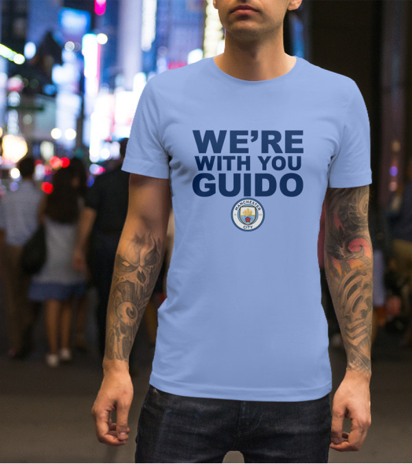 Manchester City We're With You Guido Support Belgian Fan Pep Guardiola Simon Bajkowski T-Shirt