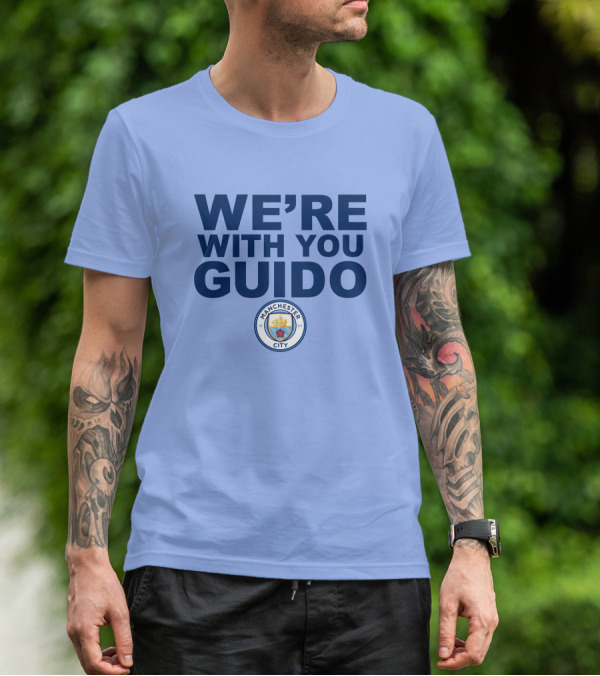 Manchester City We're With You Guido Support Belgian Fan Pep Guardiola Simon Bajkowski T-Shirt
