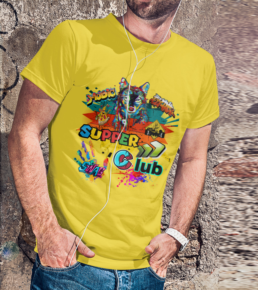 Supper Club Music Swag Street Art Wolf T-Shirt