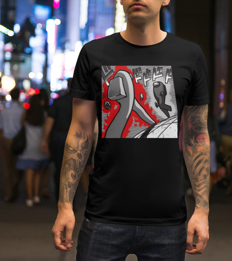 Among Us Jojo Menacing Kanji Manga Style Crossover T-Shirt