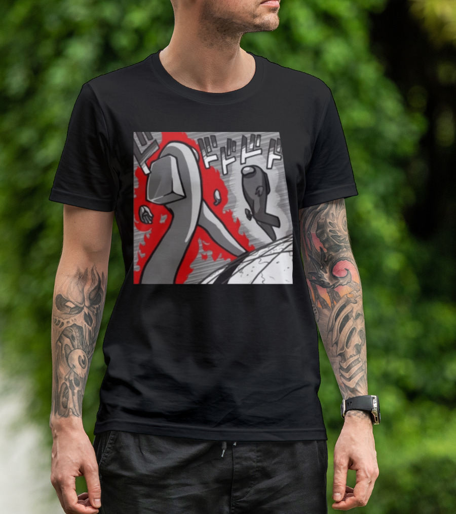 Among Us Jojo Menacing Kanji Manga Style Crossover T-Shirt