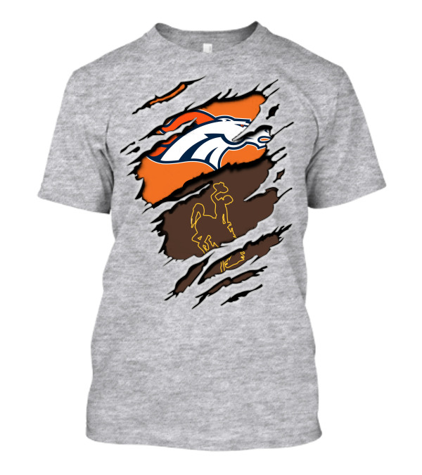 Broncos Wyoming Dual Team Spirit Cowboys And Broncos T-Shirt