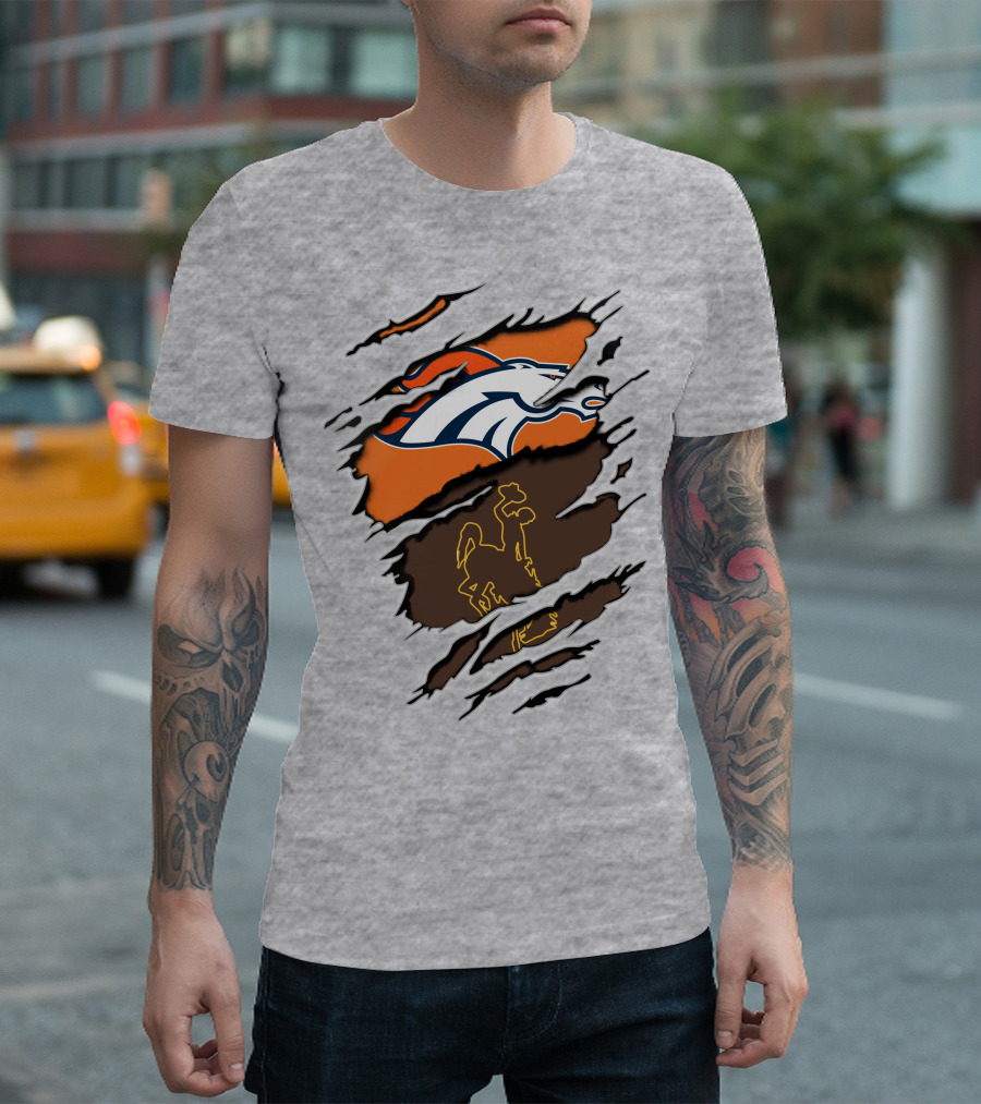 Broncos Wyoming Dual Team Spirit Cowboys and Broncos T-Shirt