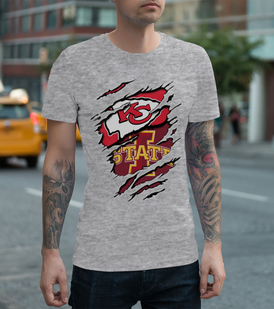 Kansas City Chiefs Iowa State Cyclones Torn T-Shirt
