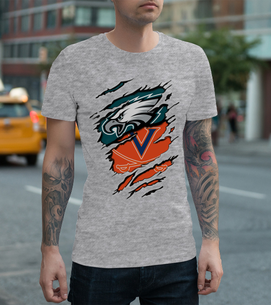 Eagles and Cavaliers Fan Crossover Torn Legacy T-Shirt