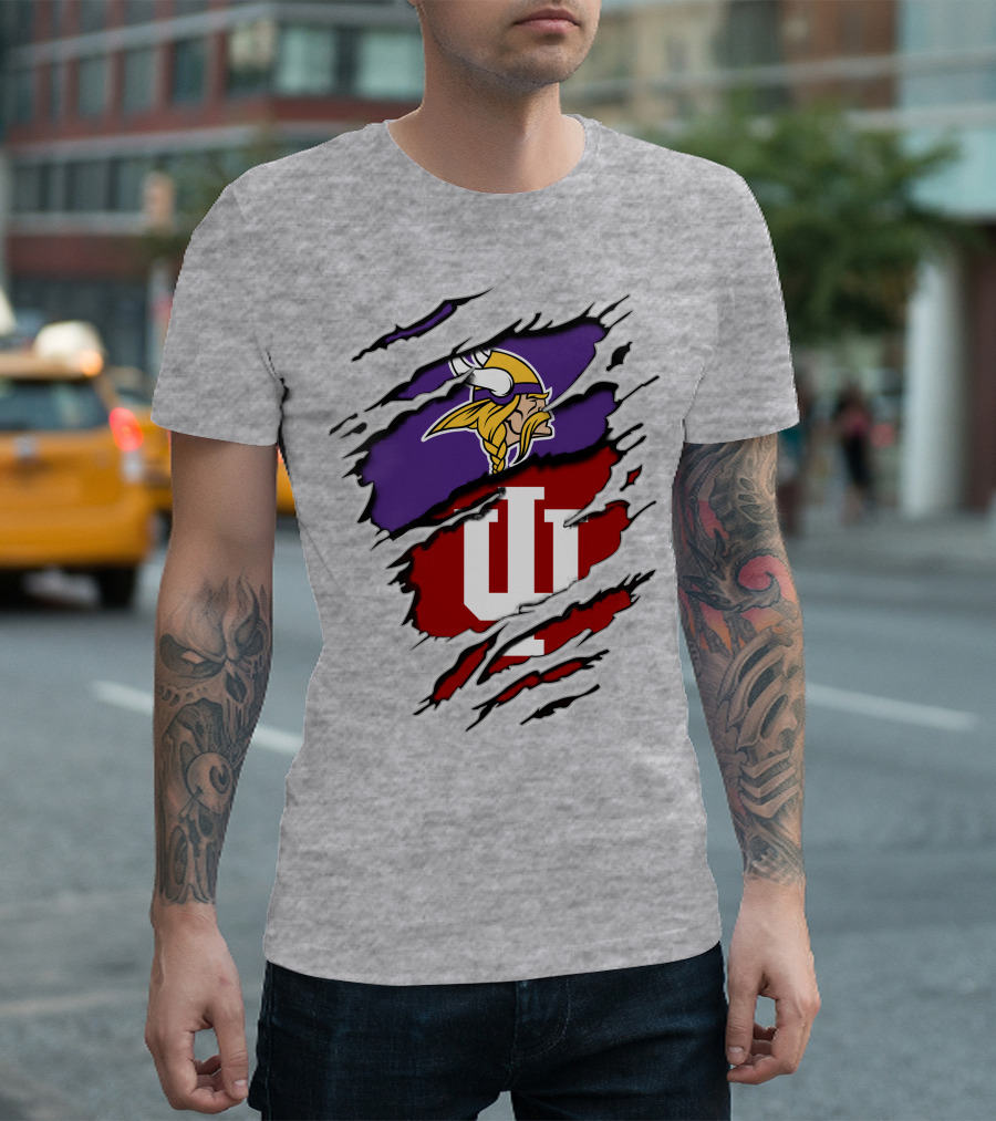 Vikings Indiana Hoosiers Torn Logo Mashup T-Shirt