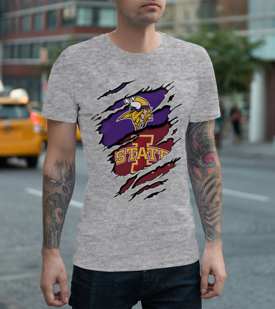 Minnesota Vikings Iowa State Cyclones Ripped T-Shirt
