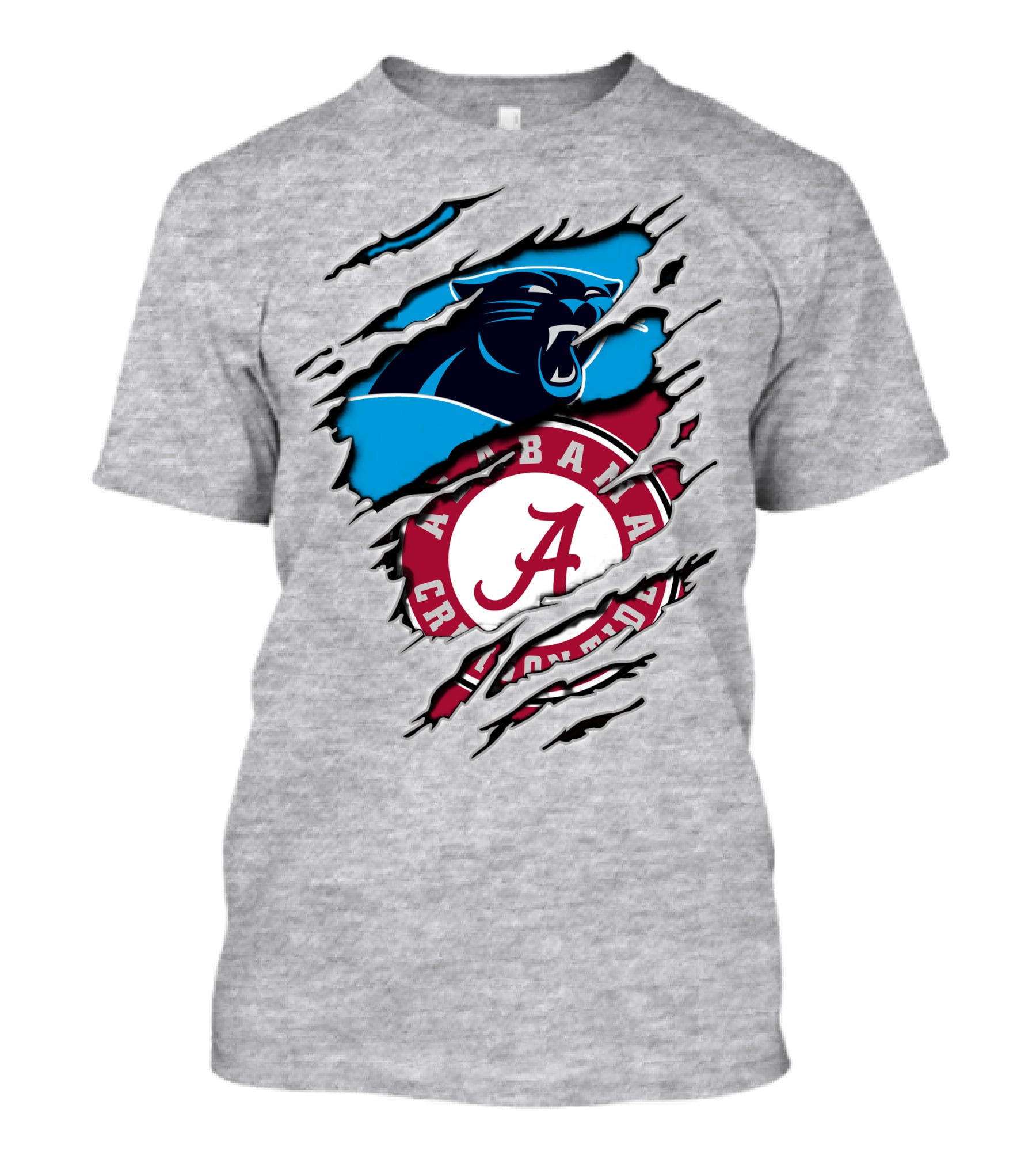 Alabama Crimson Tide And Carolina Panthers Logo Blend T-Shirt