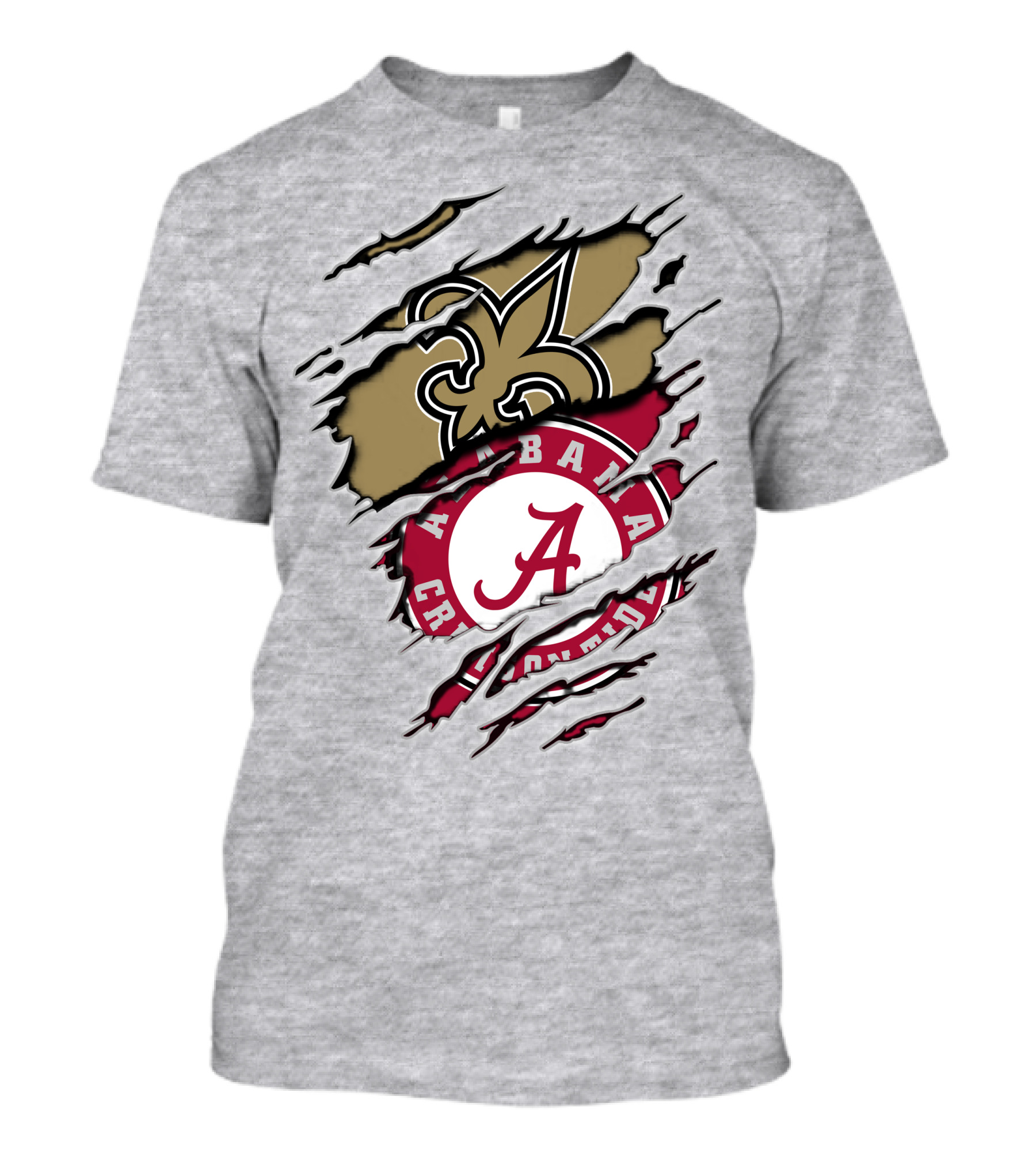 Alabama Crimson Tide New Orleans Saints Logo Mashup T-Shirt