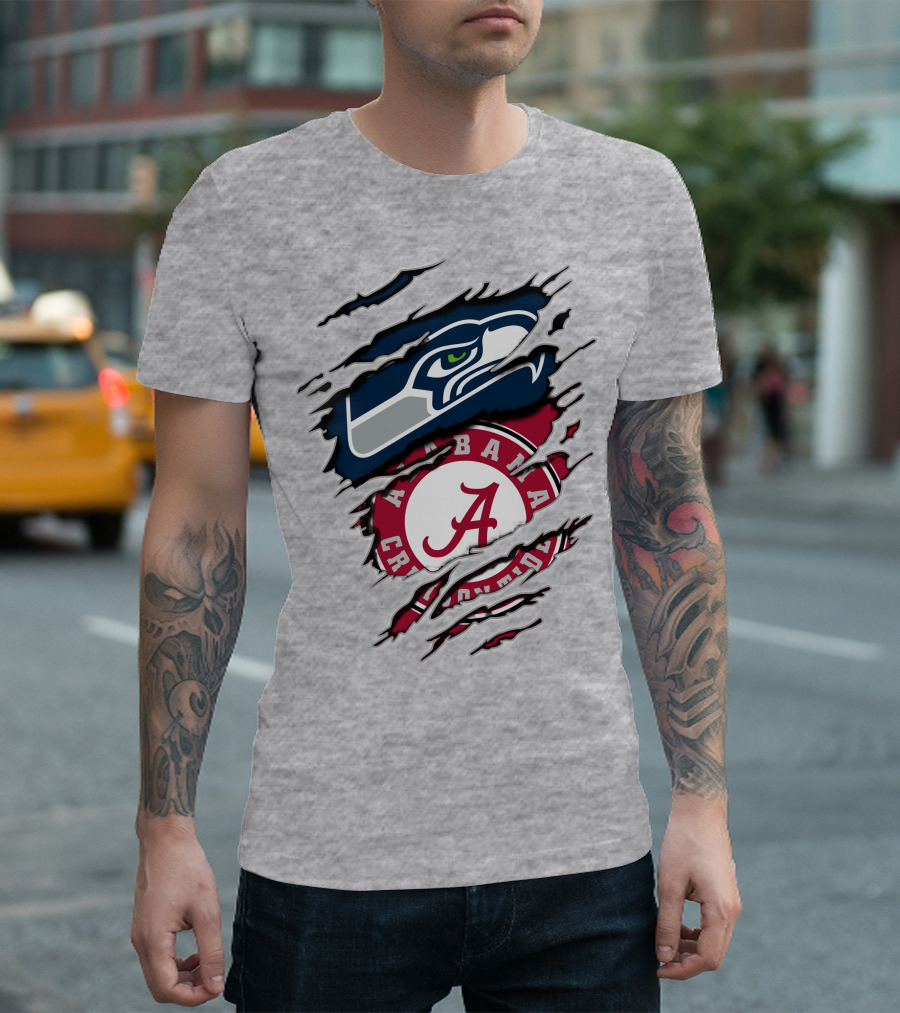 Seahawks Alabama Crimson Tide Football Fusion T-Shirt