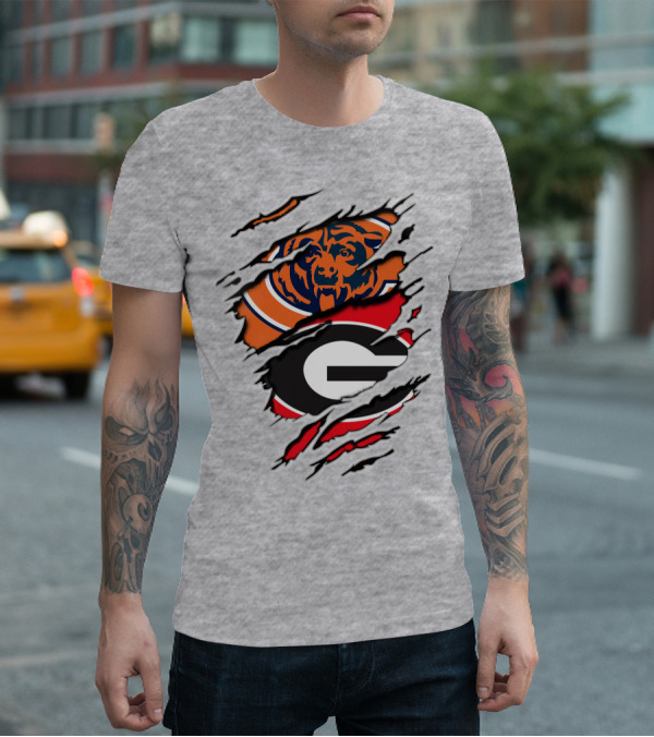 Chicago Bears Georgia Bulldogs Logo Mashup T-Shirt