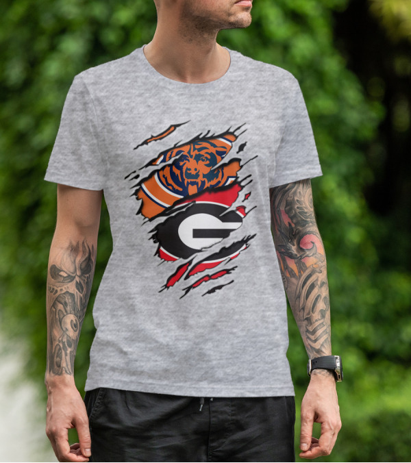 Chicago Bears Georgia Bulldogs Logo Mashup T-Shirt