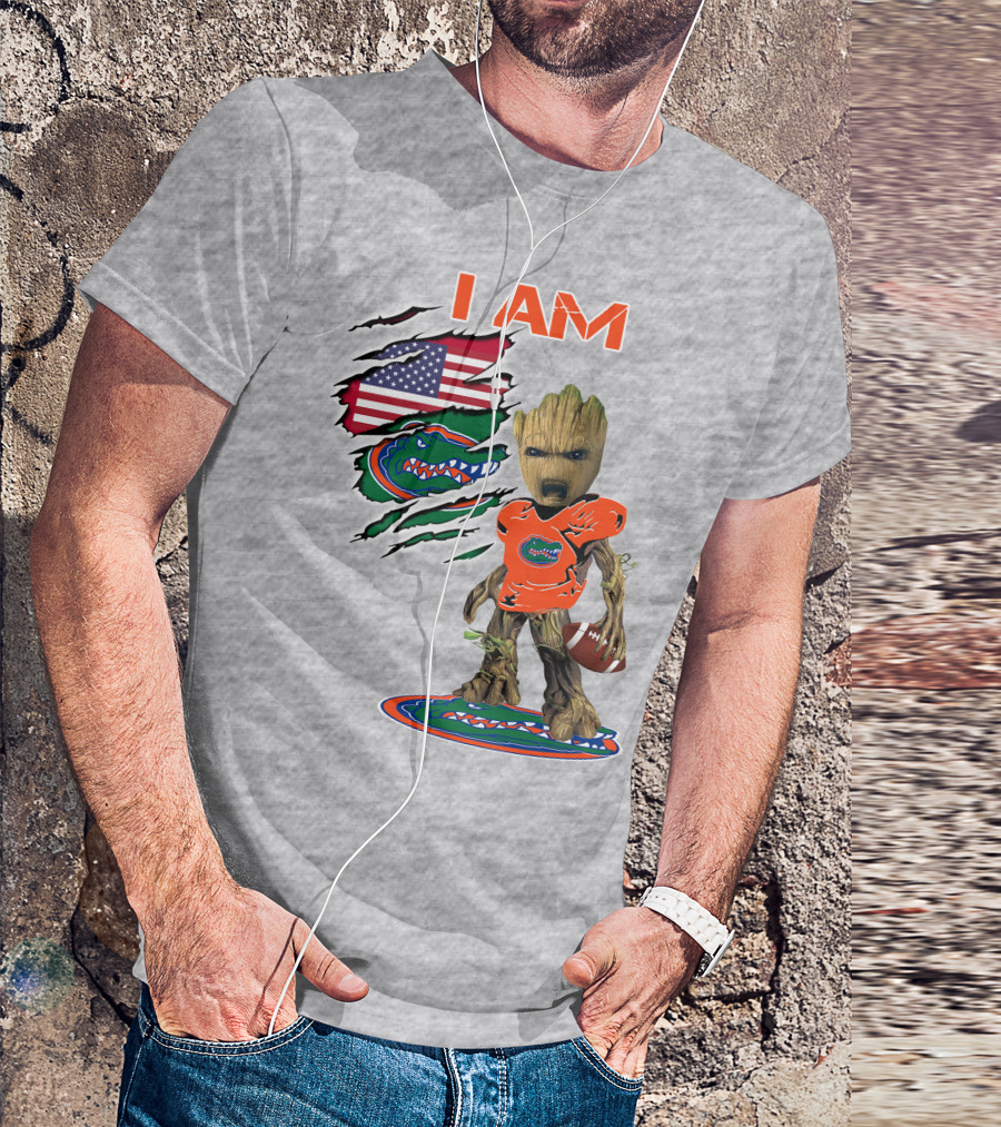 I AM Groot Florida Gators USA Flag Football T-Shirt