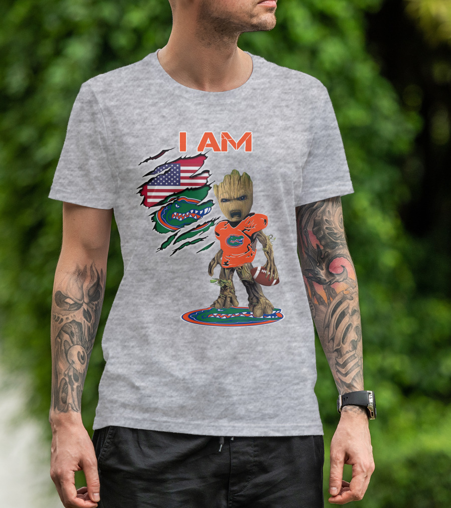 I AM Groot Florida Gators USA Flag Football T-Shirt