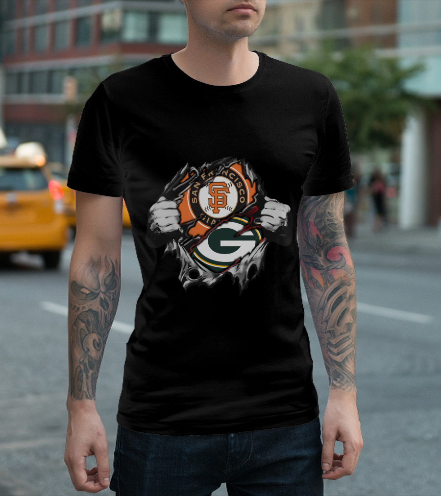 San Francisco Giants Green Bay Packers Logo Collision T-Shirt