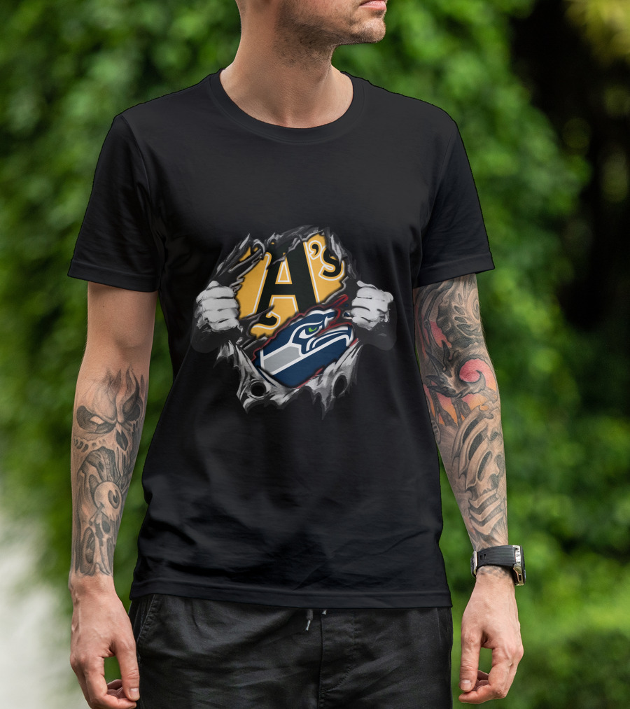 Seahawks And A's Logo Fusion T-Shirt