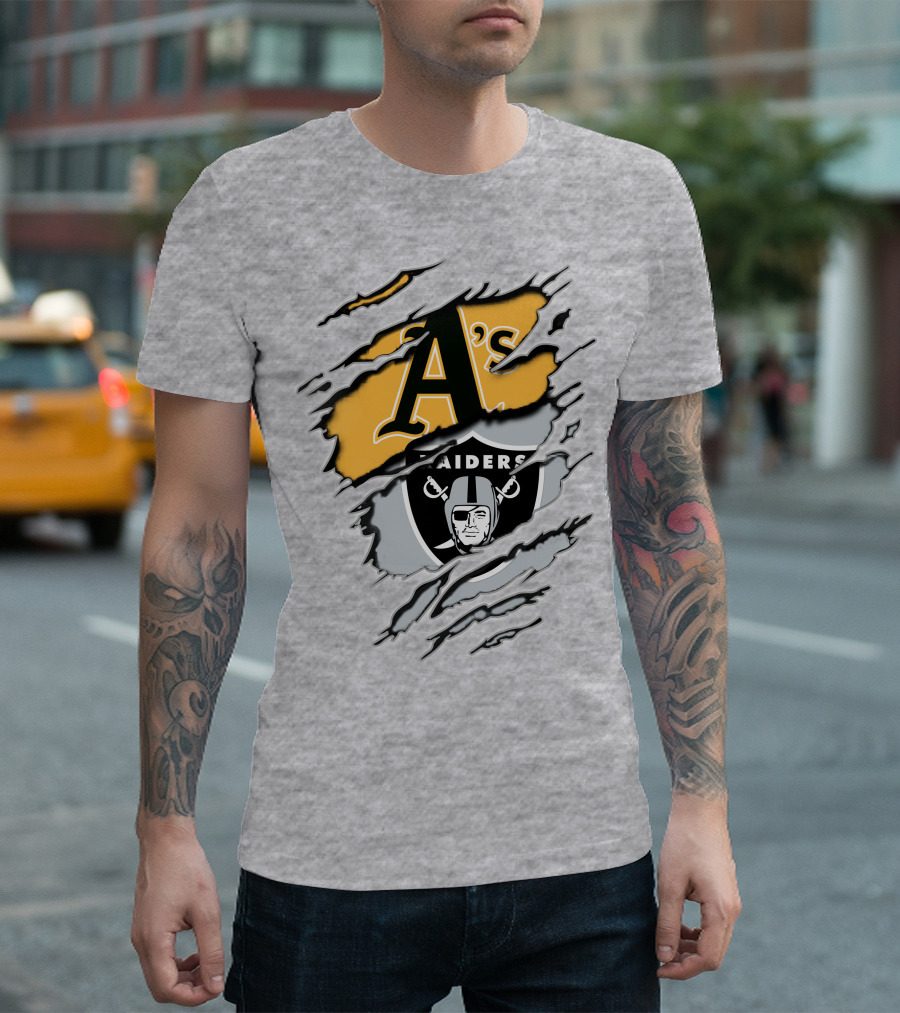 A's Raiders Ripped Crossover Sports T-Shirt