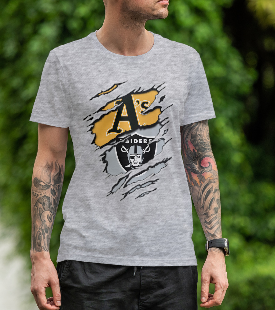 A's Raiders Ripped Crossover Sports T-Shirt