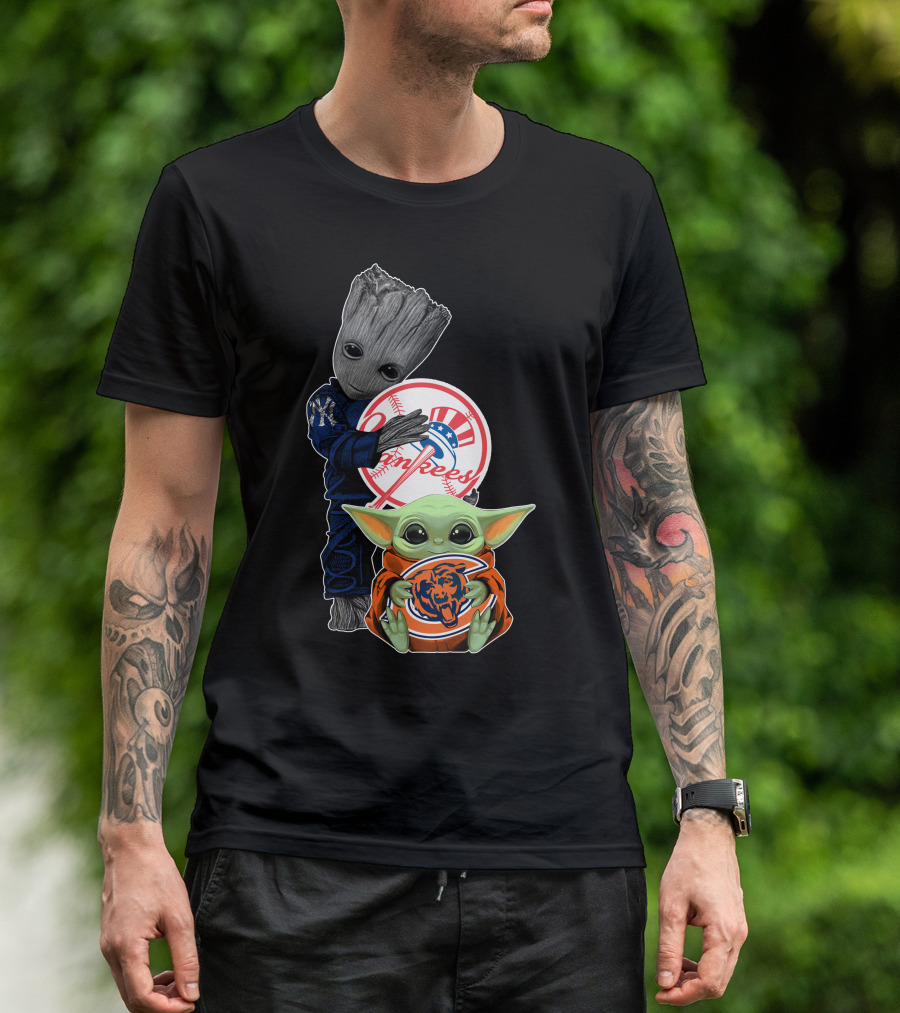 Yankees Baby Groot Bears Baby Yoda T-Shirt