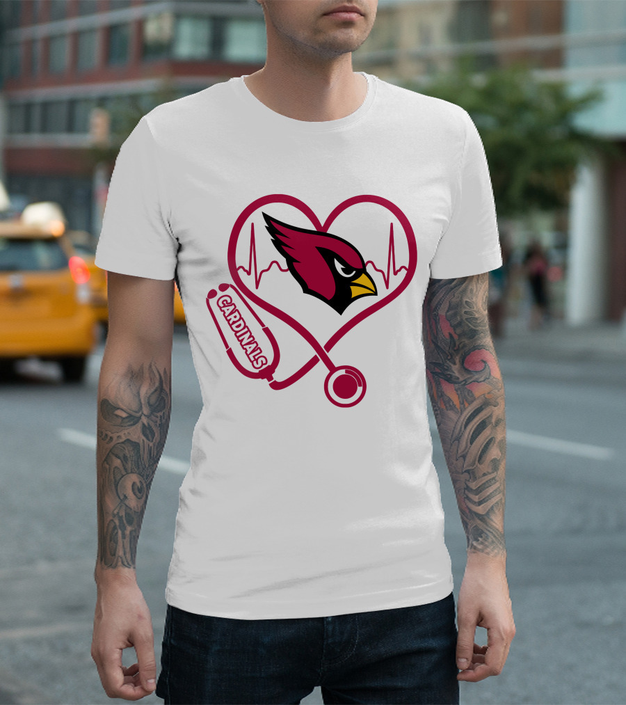 Arizona Cardinals Nurse Heartbeat Stethoscope T-Shirt