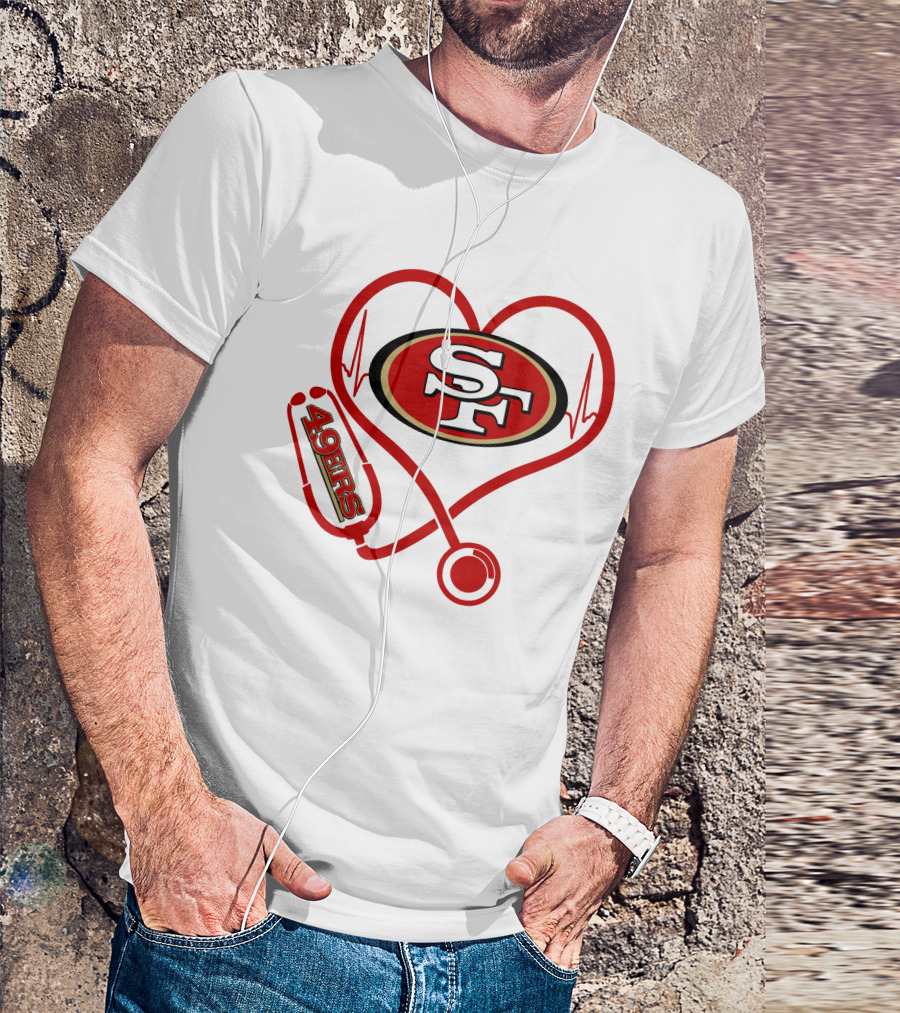 San Francisco 49ers Nurse Heartbeat Love Stethoscope T-Shirt