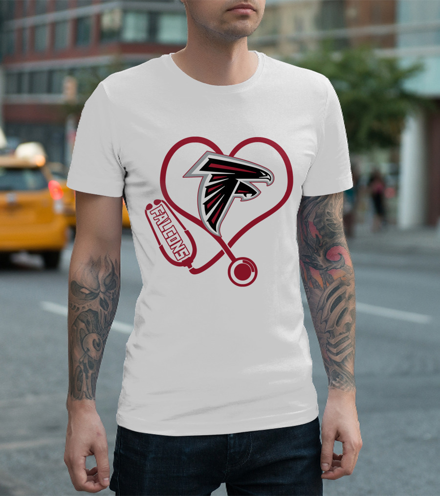 Atlanta Falcons Nurse Heart Stethoscope Love T-Shirt