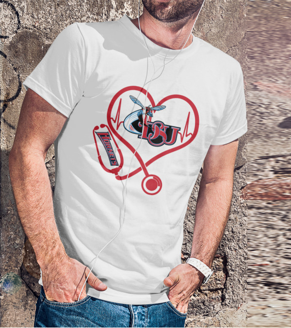 Nurse Love DSU Hornets Heartbeat Stethoscope T-Shirt