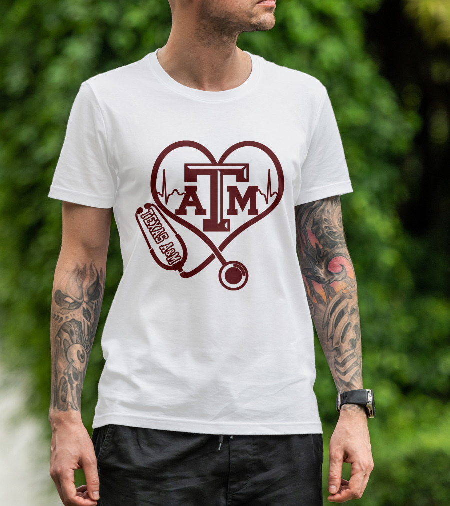 Texas A&M Aggies Nurse Heartbeat Stethoscope T-Shirt