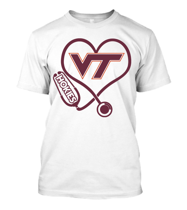 Nurse Love VT Hokies Heart Stethoscope T-Shirt