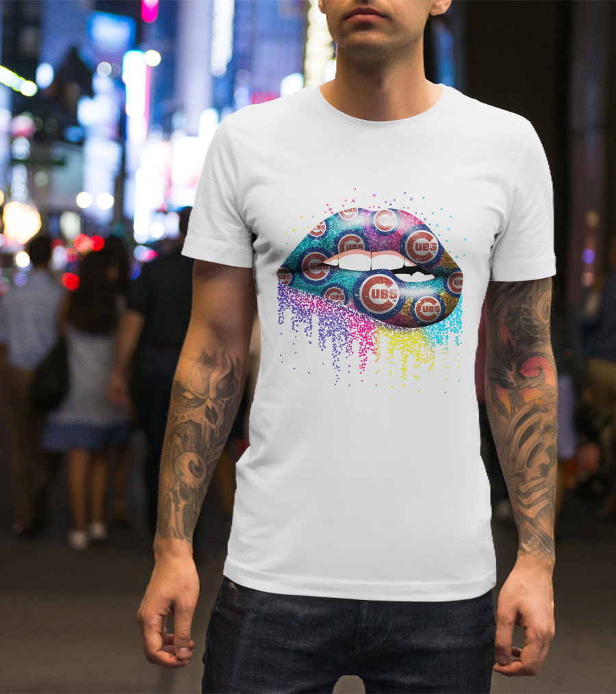 Chicago Cubs Lips Glitter T-Shirt