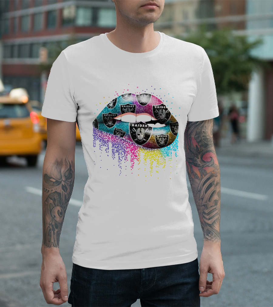Oakland Raiders Lips Multi-Color T-Shirt