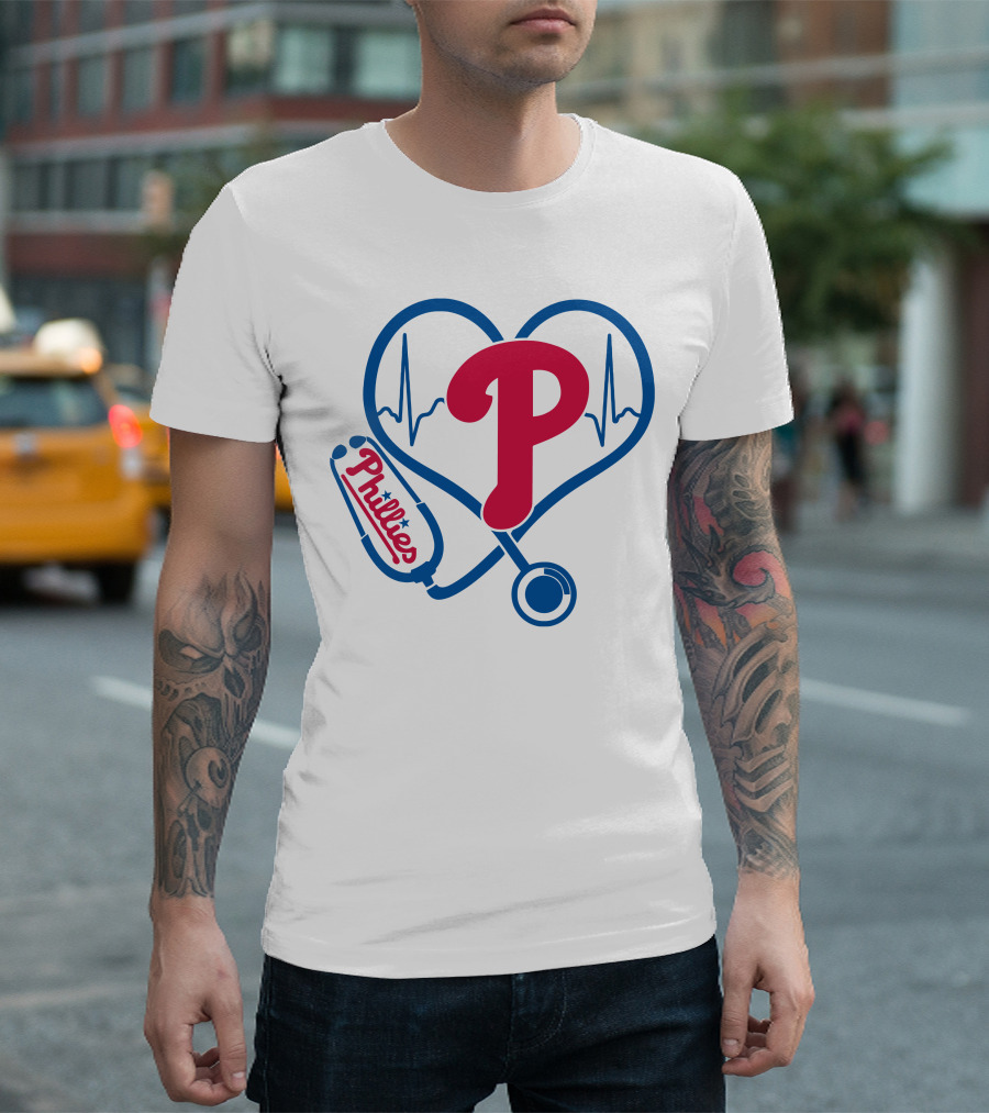 Philadelphia Phillies Nurse Heartbeat Stethoscope T-Shirt
