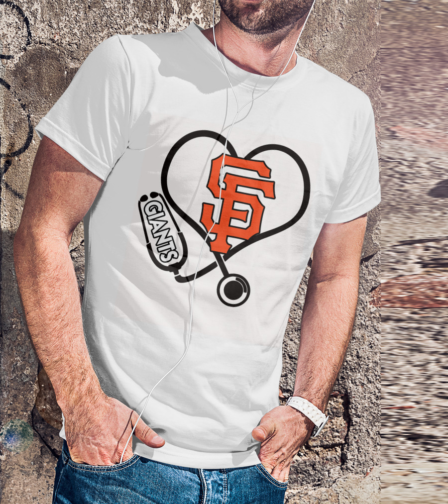 San Francisco Giants Nurse Love Heart Stethoscope T-Shirt