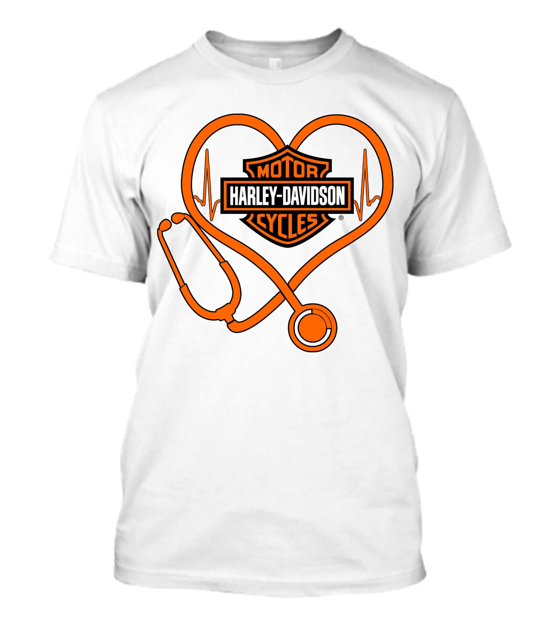 Nurse Love Harley Davidson Motorcycles Stethoscope Heartbeat T-Shirt