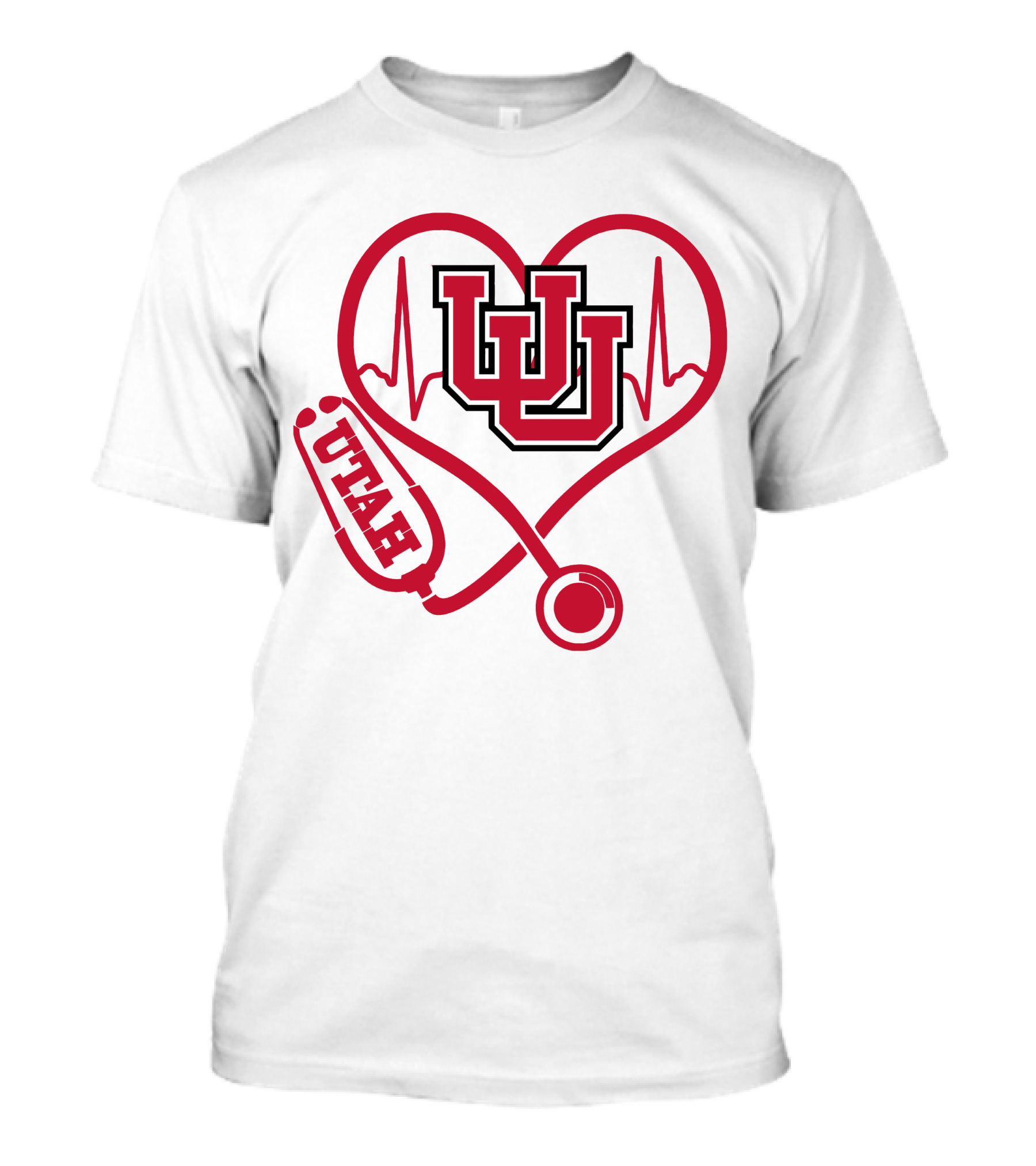 Utah Utes Nurse Heartbeat Stethoscope T-Shirt
