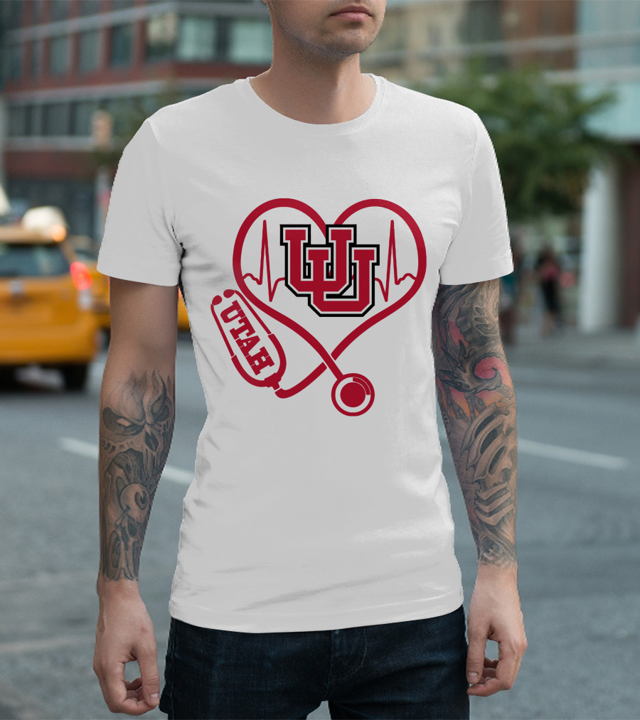 Utah Utes Nurse Heartbeat Stethoscope T-Shirt