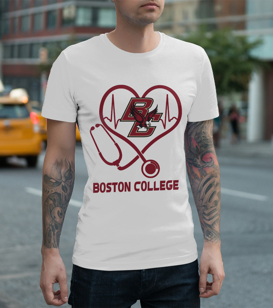 Nurse Heartbeat Love Boston College Eagles T-Shirt